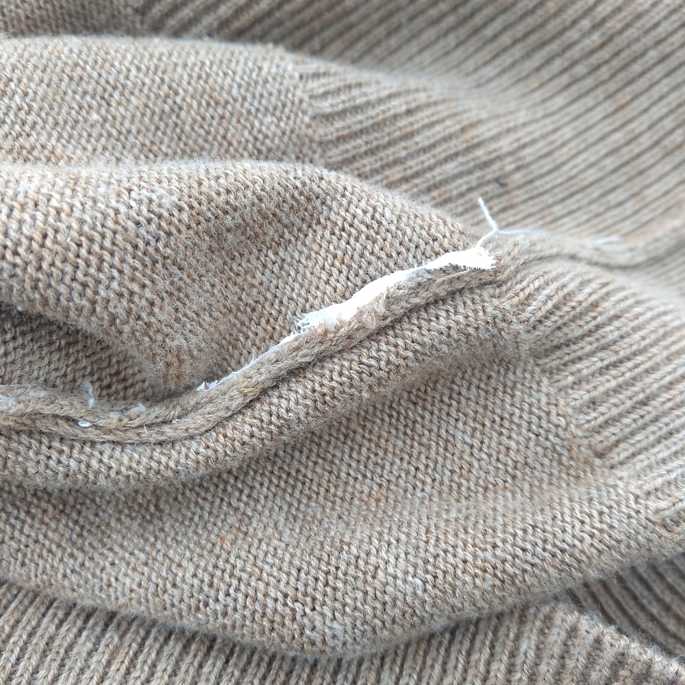 Halston Oatmeal/Tan Sweater, Size Medium, Wide Cowl Neck or Off the Shou… - Picture 3 of 7